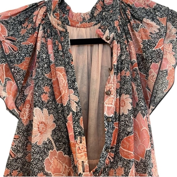 Anthropologie Steele Womens XS Floral Ruffle Peasant Midi Dress Cottagecore Boho - Picture 5 of 15